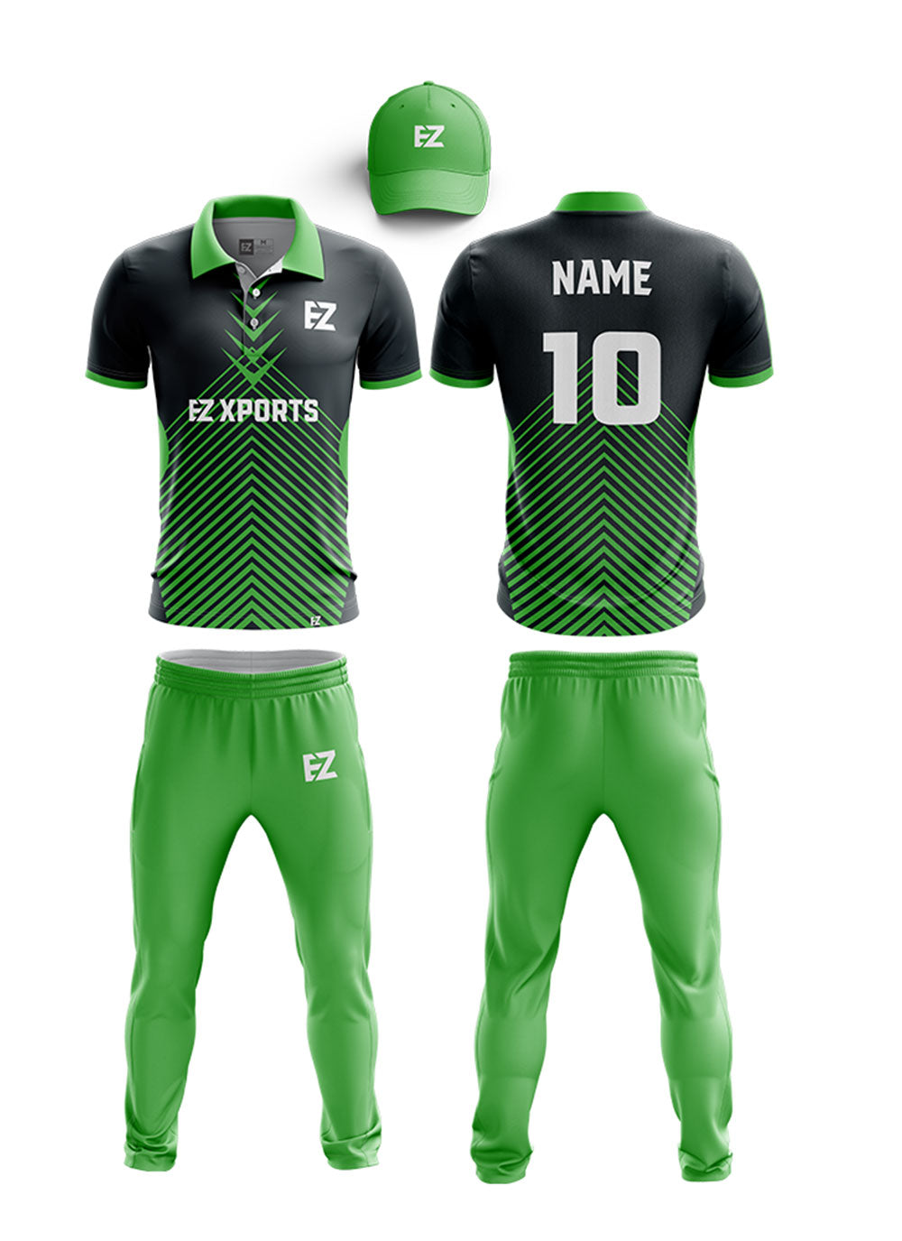 Custom Sports Wear USA Customized Cricket Kit CR-9 Full Set (Shirt + Pants + Cap) / Style-1 / Summer