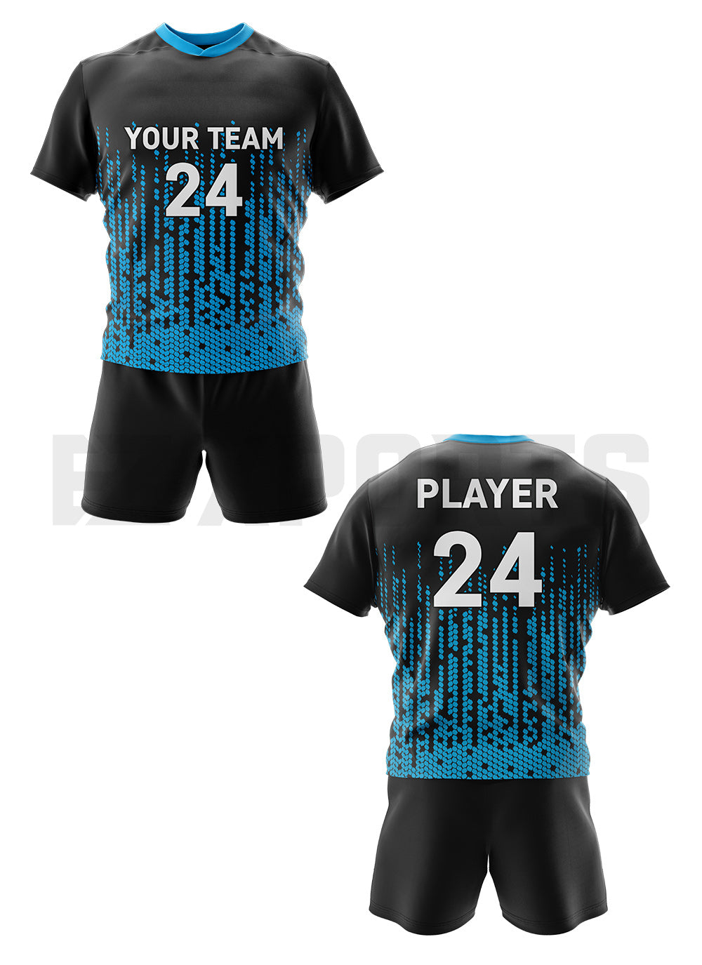 Custom Lacrosse Uniform LCR-2 in blue with custom lacrosse jersey and shorts