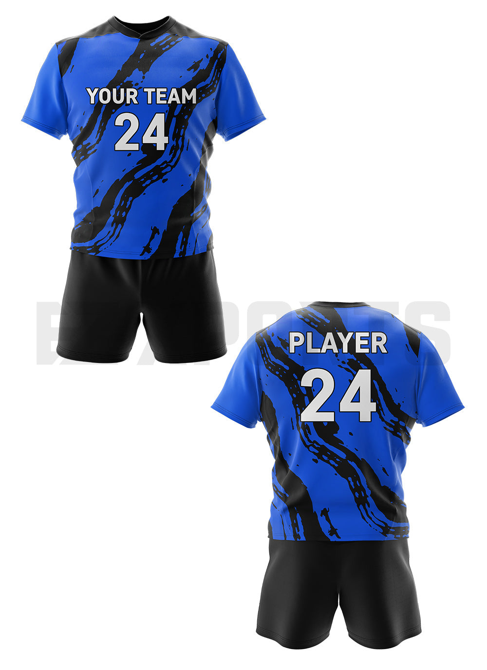 Custom Lacrosse Uniform LCR-5 in blue with team name and player number