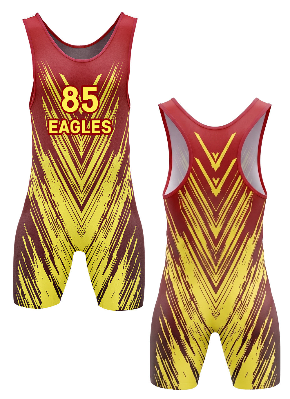 Custom wrestling singlet red yellow sublimated school team uniform – EZ Xports