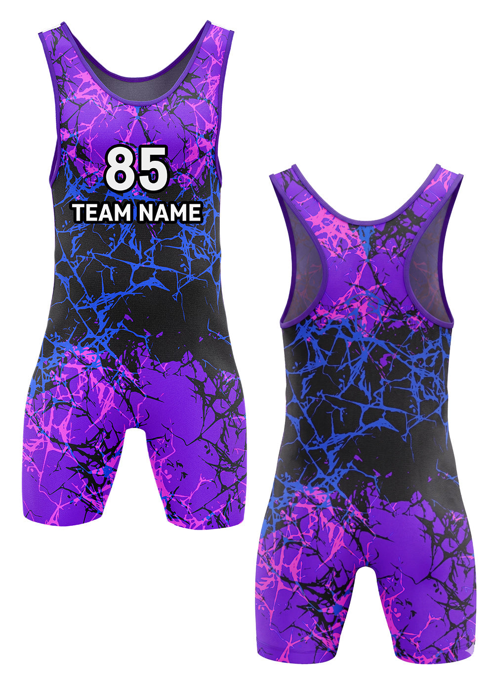 Custom wrestling singlet purple black shatter sublimated team uniform – EZ Xports