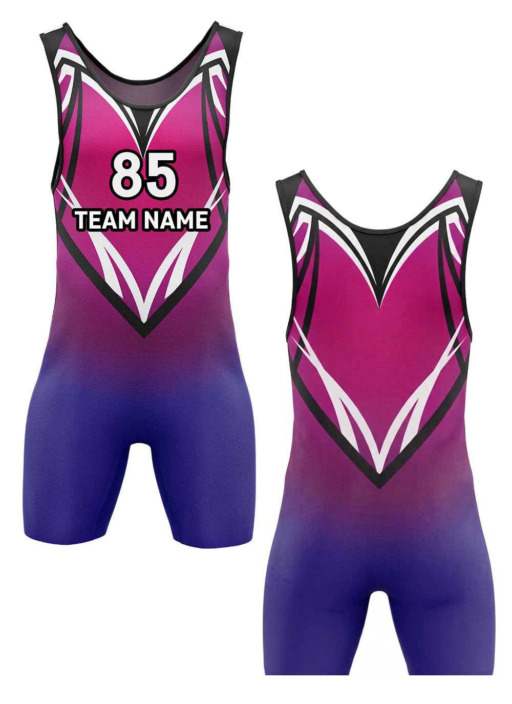 Custom sublimated wrestling singlet pink purple apex design – EZ Xports
