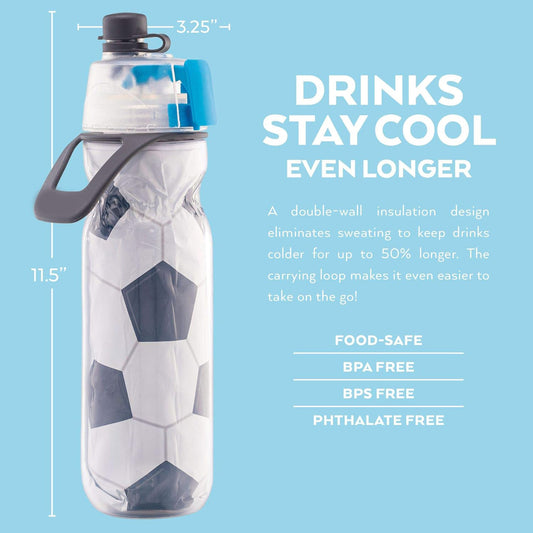 Mist 'N Sip Misting Water Bottle – 2-in-1 Mist and Sip Function with No Leak Pull Top Spout – Reusable Sports Water Bottle – 20 oz