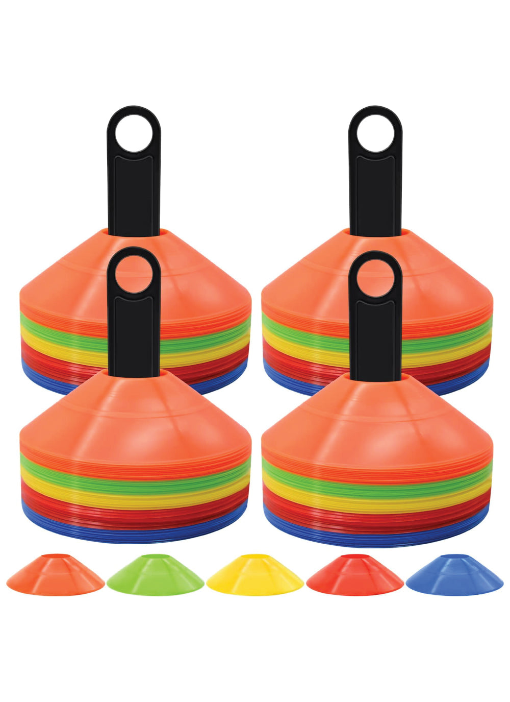 Cone Ball Racket 25/50/100/200 Pack Disc Cones – Agility Soccer Cones with Carry Bag an