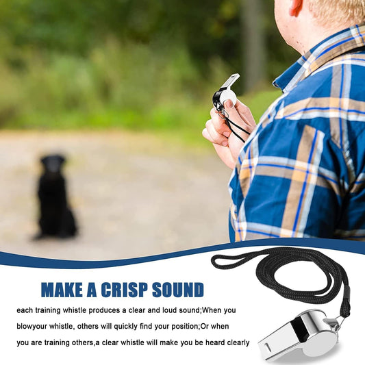 3-Pack Stainless Steel Sports Whistles with Lanyards – Loud Coach & Referee Whistles for Outdoor Sports, Training & Emergency Use